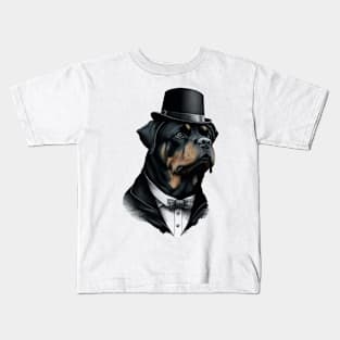 Rottweiler Funny Top Hat Kids T-Shirt